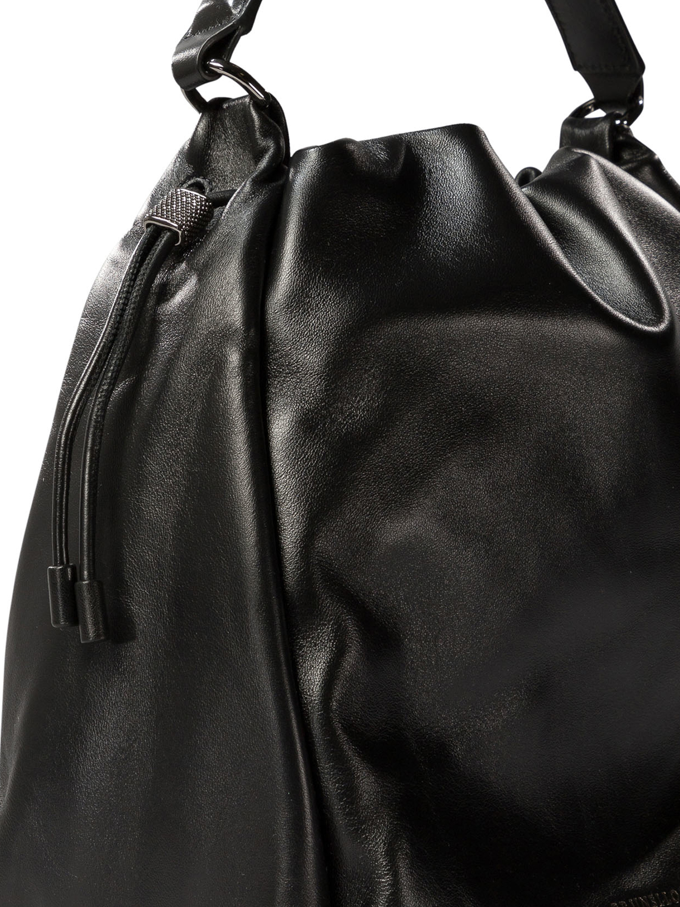 BRUNELLO CUCINELLI Black   Bucket bag in Soft leather with monili